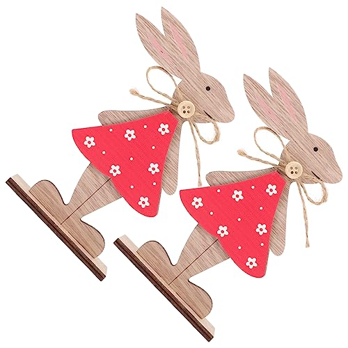 QUMIIRITY 2stücke Deko Holz Hasen Frühlings Tischdeko Mit Bunten Skirts Kreative Tischdeko Für Ostern Niedliche Holz Hasen Figuren Als Tischmittelpunkt Osterdekoration Für Zuhause von QUMIIRITY