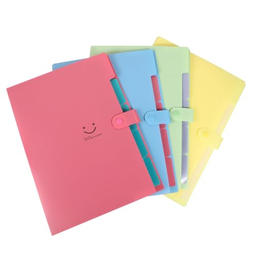 QUMIIRITY 4 Stück Multilayer Erweiterbare Fächermappe aus Robustem Kunststoff Leichte Portable Dokumentenmappe mit Farbigen Einsteckfächern für Wichtige Papiere Schulordner und von QUMIIRITY