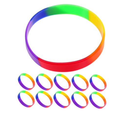 QUMIIRITY 42 Stück Teiliges Pride Rainbow Silikonarmband Elastische Verstellbare Lgbt Sport Wristbands Bunte Partydekoration für Pride Month Festivals und Events Weiche Langlebige von QUMIIRITY