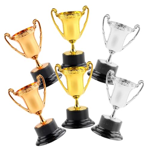 QUMIIRITY 6 Stück Plastiktrophäen Spielzeugtrophäen Pokal Goldtrophäe Trophäen Preisverleihungstrophäe Preistrophäe Trophäenbecher Kleine Trophäe Trophäen Und Auszeichnungen Wiederverwendbar von QUMIIRITY