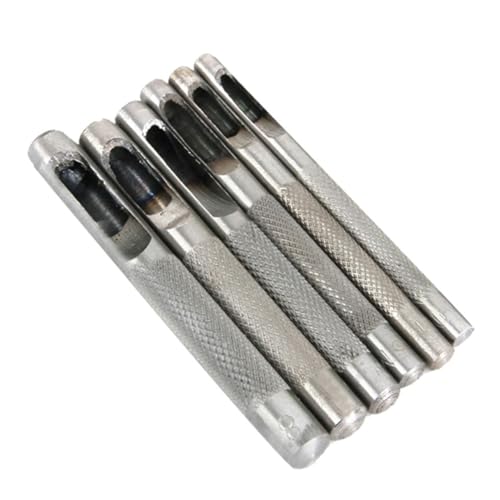 QUMIIRITY 6 Stück Teiliges Locheisen set aus Carbonstahl Langlebige Lederlocher Schnelles Stanzen für Gürtel Kleidung Taschen Canvas und Lederhandwerk von QUMIIRITY