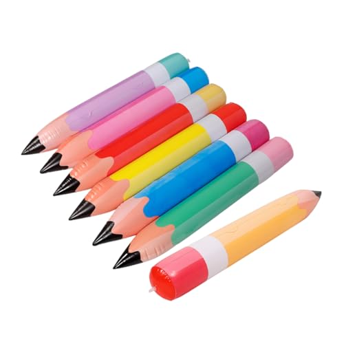 QUMIIRITY 7 Stück Teiliges Aufblasbare PVC Bleistifte zur Schulanfangsdekoration Klassische Requisiten für Klassenzimmer Bunte Luftballon Bleistifte in Orange Gelb Blau Grün und Rot von QUMIIRITY