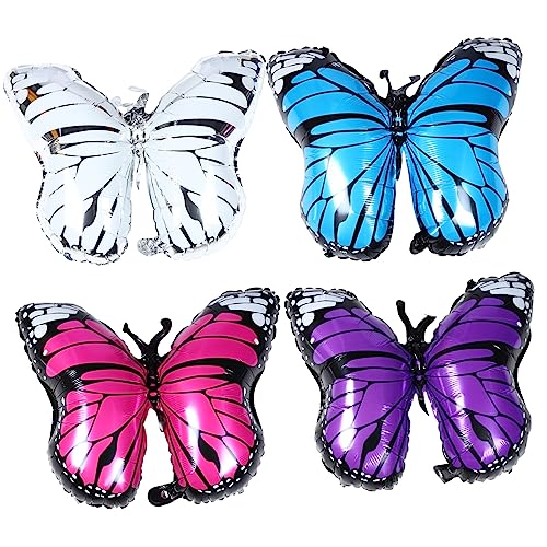 QUMIIRITY 8 Stück Kugel Aus Aluminiumfolie Geburtstag Rosa Dekorationen Luftballons Babyparty-schmetterlingsballons Partyballons Schmetterlingsballons Zur Hochzeit Folienballons von QUMIIRITY