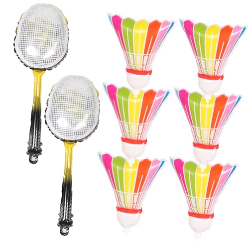 QUMIIRITY 8 Stück Teiliges Badminton Folienballons Aufblasbare Partydekorationen mit Badmintonball und Schlägerdesigns für Geburtstagsfeiern und Sportevents von QUMIIRITY
