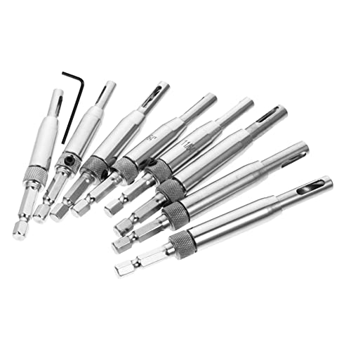 QUMIIRITY 8Stücke Teiliges Scharnierbohrer mit Wrench Präzisions Bohrer für Türen und Automatischer Positionierungs Punch Locator Doppelseitiger Lochentwurf für Holzbearbeitung von QUMIIRITY