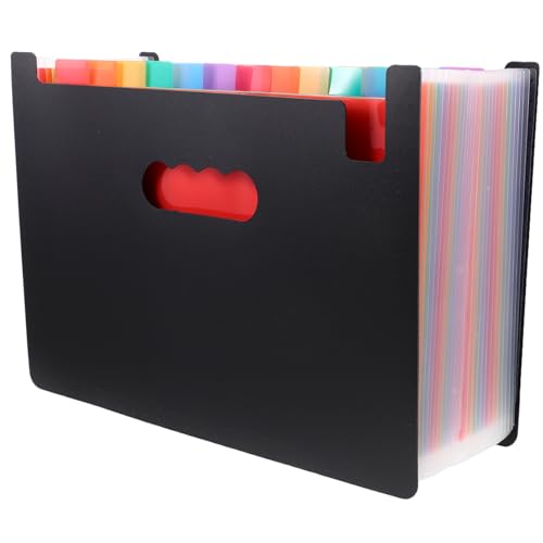 QUMIIRITY Akkordeon organizer Fächer Erweiterbar Mehrschichtige Dokumententasche Dateiordner Büro Aufbewahrung Multifunktional Leicht Schwarz mit Regenbogenmuster von QUMIIRITY