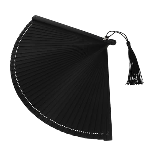 QUMIIRITY Faltbarer Bambusfächer mit Quaste und Tasche Retro Design für Tanzaufführungen und Fotografie Handgefertigter Handfächer Schwarz QUMIIRITY Faltbarer Bambusfächer mit Quaste und Tasche Retro Design für Tanzaufführungen und Fotografie Handgefertigter Handfächer Schwarz von QUMIIRITY