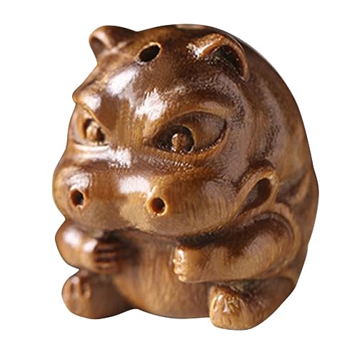 QUMIIRITY Handgeschnitzte Holzfigur Dekorative Hippo Statue Für Schreibtisch Schlüsselanhänger Wohnaccessoire Aus Hochwertigem Holz Für Zuhause Und Büro von QUMIIRITY