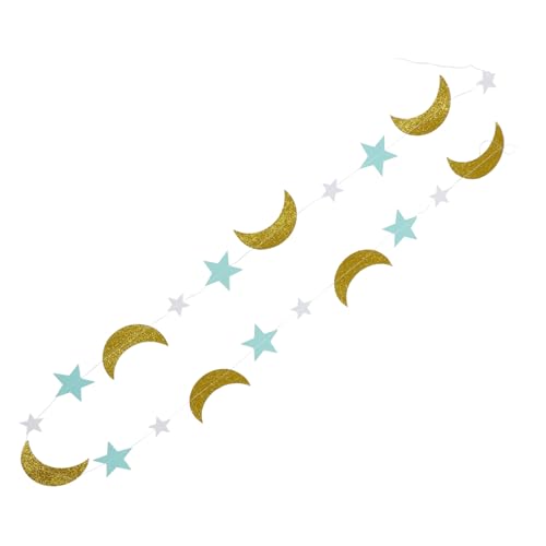 QUMIIRITY Stern und Mond Papierbanner Hängende Dekorationen für Hochzeiten Partys und Kinderzimmer Stilvolle Wanddekoration mit Blauem Design Vielseitig für von QUMIIRITY