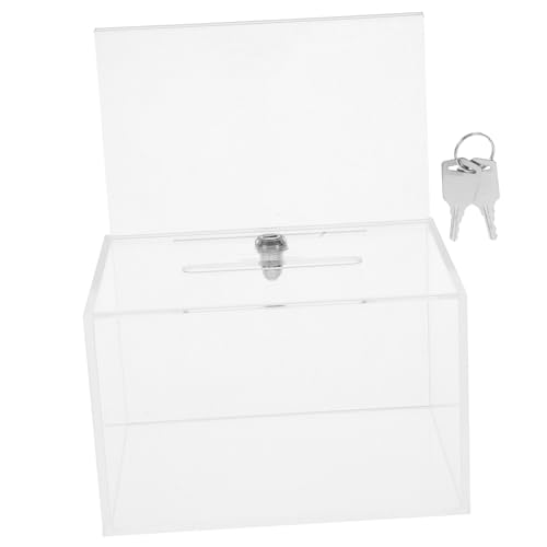 QUMIIRITY Transparente Acryl Wahlurne mit Schloss und Schildhalter Robuste Feedbackbox für Abstimmungen Spenden und Meinungsumfragen in Behörden und Gemeinden von QUMIIRITY