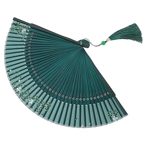 QUMIIRITY Vintage Handfächer aus Faltbarer Chinesischer Handfächer für Tanz Performance Festivals mit Einzigartigem Blumenmuster Grün Weiße Kirschblüten QUMIIRITY Vintage Handfächer aus Faltbarer Chinesischer Handfächer für Tanz Performance Festivals mit Einzigartigem Blumenmuster Grün Weiße Kirschblüten von QUMIIRITY