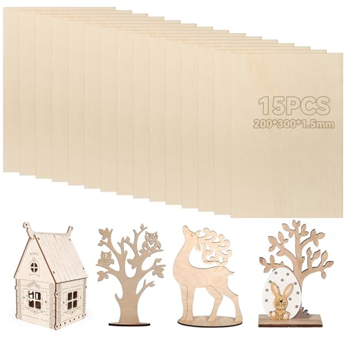 15 Stück Rechteckige Holzstücke 200 x 300 x 1,5 mm, Balsaholz Platten 1.5 mm Balsaholz Platten für Laubsäge Handwerk Basteln,Malerei,Dekorationen 15 Stück Rechteckige Holzstücke 200 x 300 x 1,5 mm, Balsaholz Platten 1.5 mm Balsaholz Platten für Laubsäge Handwerk Basteln,Malerei,Dekorationen von QUOTRE