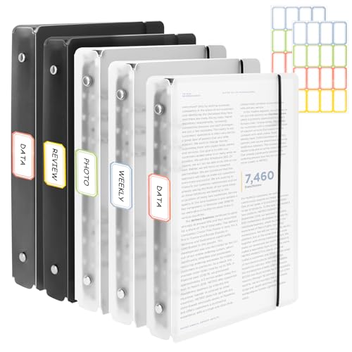 5 Stück A5 Ringbucheinband mit 6 Ringen, Ringbuch Nachfüllbar, A5 6 Ring Binder Zum Hinzufügen Broschüren-Cover Papiere Lose Blätter für Schule & Büro von QUOTRE