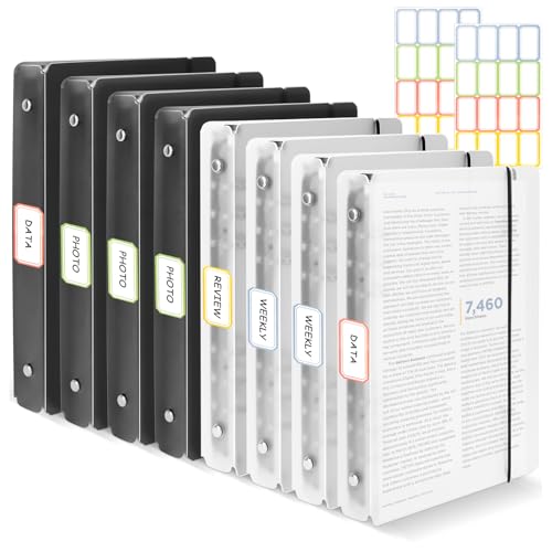 QUOTRE A5 Binder 6 Ring, 8 Stück A5 Ringbucheinband, A5 Ringbuch Nachfüllbar, A5 6 Ring Binder Zum Hinzufügen Broschüren-Cover Papiere Lose Blätter für Schule & Büro von QUOTRE