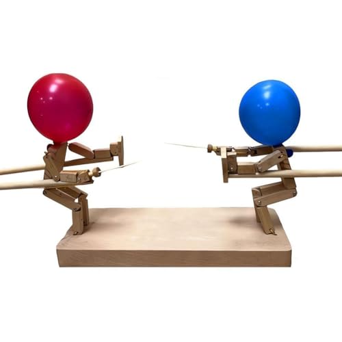 QUR Balloon Bamboo Man Battle - New Handmade Wooden Fencing, Wooden Bots Battle Game, A von QUR