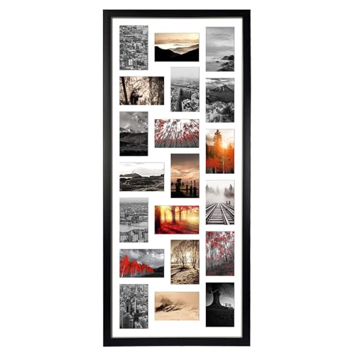 QUTREY Bilderrahmen aus Holz, 20 Öffnungen, 10 x 15 cm, 46 x 104,9 cm, Schwarz, mehrere Rahmen, für Fotos mit Matte zum Aufhängen an der Wand, 1 Packung QUTREY Bilderrahmen aus Holz, 20 Öffnungen, 10 x 15 cm, 46 x 104,9 cm, Schwarz, mehrere Rahmen, für Fotos mit Matte zum Aufhängen an der Wand, 1 Packung von QUTREY