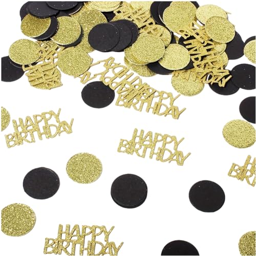 100Pcs Happy Birthday Papierkrümpfe spritzen Punkte Desktop Papierkrümpfe Geburtstagsparty Dekorationen Party Desktop-Ballons (schwarz + Gold) von QUUPY