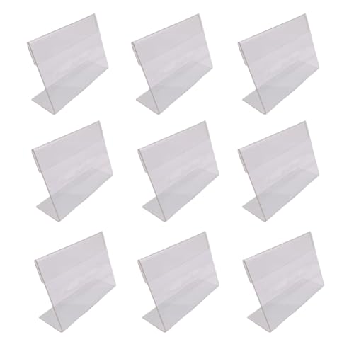 10Pcs Mini Acryl Signage Präsentationsregal Preise Visitenkarte Hängende L-förmige Präsentationsregal Einkaufszentrum Supermarkt Hotelbüro (4x6CM) von QUUPY