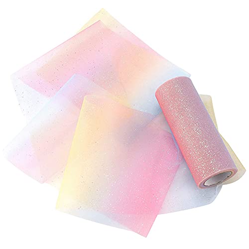 15,2 cm x 9,2 m, Regenbogen-Glitzer, Tüll-Rollen, Farbverlauf, Tüllspule für Tischläufer, Stuhlschärpe, Schleife, Nähen, Basteln, Stoff, Hochzeit, Party, Geschenkband, Dekoration 15,2 cm x 9,2 m, Regenbogen-Glitzer, Tüll-Rollen, Farbverlauf, Tüllspule für Tischläufer, Stuhlschärpe, Schleife, Nähen, Basteln, Stoff, Hochzeit, Party, Geschenkband, Dekoration von QUUPY