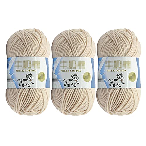 Milchgarn, 50 g, Baumwollgarn, weich, grob, handgewebt, Häkelwolle, Garn für Handarbeiten, Häkeln, Stricken (Beige) von QUUPY