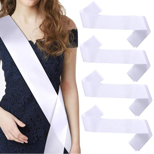 Blanko-Schärpen aus Satin, blanko, zum Selbermachen, für Festzug, Schärpe zum Dekorieren von Schärpen, Party-Zubehör für Party-Dekorationen, Geburtstag, Hochzeit, 4 Stück Blanko-Schärpen aus Satin, blanko, zum Selbermachen, für Festzug, Schärpe zum Dekorieren von Schärpen, Party-Zubehör für Party-Dekorationen, Geburtstag, Hochzeit, 4 Stück von QUUPY
