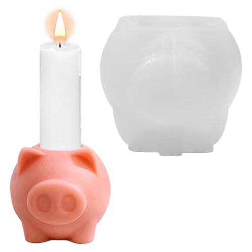 Big Nose Pig Silikonform Kerzenhalter, Silikonformen Gießformen, Süße und Kreative Silikonform Kerzenformen zum Gießen von Kerzenhalterform, Heimdekoration, Desktop-Ornamente (Weiß) von QUVBKZ