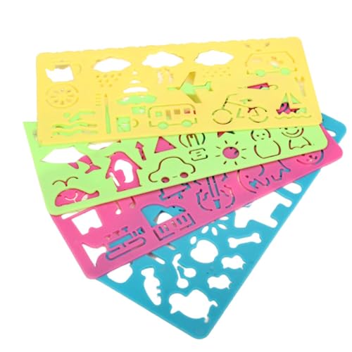QUXVUIS 4er Pack Studenten Kinder tragbar Cartoon Stil Zeichnungsvorlagen Set Lineal aushöhlen Kinder Künstler Muster zufällig QUXVUIS 4er Pack Studenten Kinder tragbar Cartoon Stil Zeichnungsvorlagen Set Lineal aushöhlen Kinder Künstler Muster zufällig von QUXVUIS