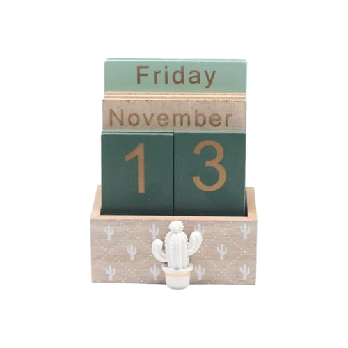 QUXVUIS Ewiger Holzkalender aus langlebigem Holz für langlebige Vintage Holzkalender, Tischkalender, Heimdekoration, Kaktus QUXVUIS Ewiger Holzkalender aus langlebigem Holz für langlebige Vintage Holzkalender, Tischkalender, Heimdekoration, Kaktus von QUXVUIS
