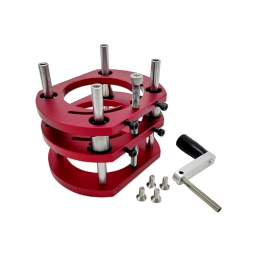 QUXVUIS Router Lift Tisch Basis Aluminium Legierung Fräsen Platte Bord Hand Kurbel Guide Werkzeuge Holzbearbeitung Arbeit Trimmen Bank, Rot von QUXVUIS