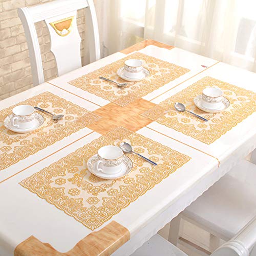QVIVI PVC Bedruckte Tischdecken Anti Falten Tischdecke Rechteckige Tischdecke rutschfeste Isolierung Tischsets Home Tischsets Gold, 30 * 45 cm 4 Packungen von QVIVI-Table Cloth