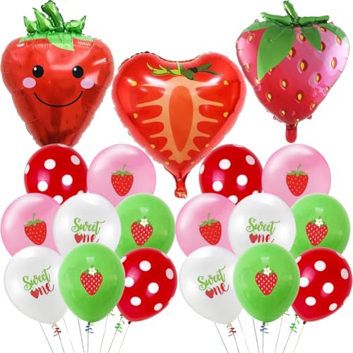 19 Stück Erdbeerballons, Erdbeer Geburtstag Deko 1 Erdbeer Geburtstags Party Dekorationen Süßer Erdbeer Folienballon für Mädchen Partyzubehör zum Ersten Geburtstag mit Beeren 19 Stück Erdbeerballons, Erdbeer Geburtstag Deko 1 Erdbeer Geburtstags Party Dekorationen Süßer Erdbeer Folienballon für Mädchen Partyzubehör zum Ersten Geburtstag mit Beeren von QWEPU