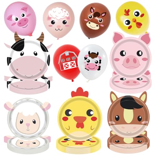 Bauernhof Partygeschirr Set, Partygeschirr Kuh, Bauernhof Geburtstag Dekoration, 56PCS Deko Bauernhoftiere Geburtstag Party Geschirr Tiere Pappteller Ballon 50 Persone Bauernhof Partygeschirr Set, Partygeschirr Kuh, Bauernhof Geburtstag Dekoration, 56PCS Deko Bauernhoftiere Geburtstag Party Geschirr Tiere Pappteller Ballon 50 Persone von QWEPU