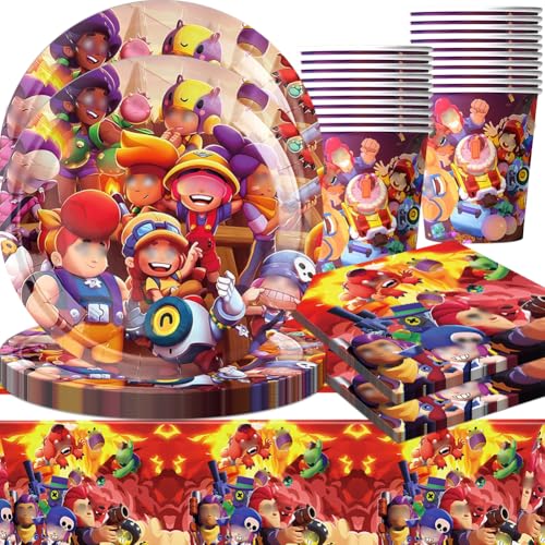 Brawl Party Geschirr,Cartoon-Charaktere Partygeschirr Kit,61PCS Spiel Geburtstag Deko, Gaming Thema Geburtstag Partygeschirr Dekoration, Teller, Tassen, Servietten,Tischdecken Brawl Party Geschirr,Cartoon-Charaktere Partygeschirr Kit,61PCS Spiel Geburtstag Deko, Gaming Thema Geburtstag Partygeschirr Dekoration, Teller, Tassen, Servietten,Tischdecken von QWEPU