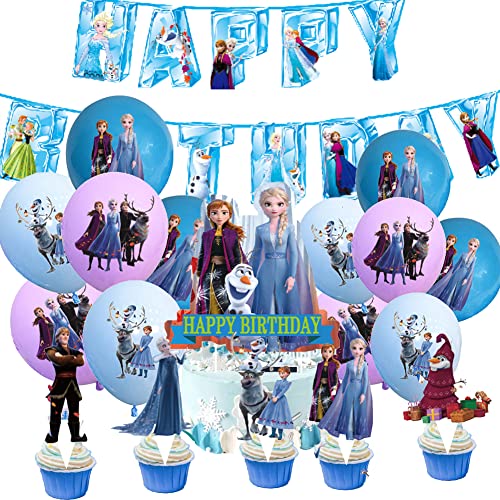 Fro-ze geburtstagsdeko, 38 Stück Eiskönigin Luftballon Geburtstag Kit, Party Deko, Anna Deko Geburtstag Heliumballon für Mädchen für Kindergeburtstags Partyzubehör von QWEPU