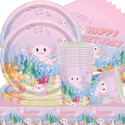 Meerestiere Partygeschirr,Meeresboden Partygeschirr Set, Reptilien-Eidechse Teller,Meeresboden Partygeschirr Geburtstagsdeko,Meerjungfrau Teller,Tassen,Servietten (41PCS 10 Personen) von QWEPU
