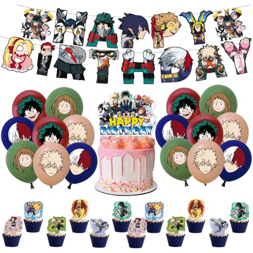 My Hero Ballon,My Hero Academia Geburtstag Deko,Happy Birthday My Hero Academia, bannière de cupcake, Geburtstag Party Supplies Décoration de fête à thème My Hero Ballon,My Hero Academia Geburtstag Deko,Happy Birthday My Hero Academia, bannière de cupcake, Geburtstag Party Supplies Décoration de fête à thème von QWEPU