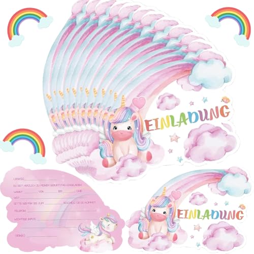QWEPU 12 Stück Einhorn Einladungskarten, Einhorn Regenbogen Einladungskarten, Einladungskarten Geburtstagseinladung Einladungen, Geburtstagsfeier Einladungskarten mit Umschlägen QWEPU 12 Stück Einhorn Einladungskarten, Einhorn Regenbogen Einladungskarten, Einladungskarten Geburtstagseinladung Einladungen, Geburtstagsfeier Einladungskarten mit Umschlägen von QWEPU