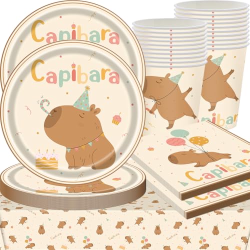 QWEPU Capybara Partygeschirr,Capybara Geburtstag Party Geschirr,Theme Birthday Supplies, 61PCS Tischdecken, Teller, Servietten, Pappbecher, für Kindergeburtstag Party Deko 20 Persone QWEPU Capybara Partygeschirr,Capybara Geburtstag Party Geschirr,Theme Birthday Supplies, 61PCS Tischdecken, Teller, Servietten, Pappbecher, für Kindergeburtstag Party Deko 20 Persone von QWEPU