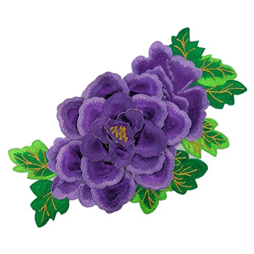 Applikationen für Kleidung, bestickte Blumen-Stoffaufnäher, DIY-Kleidung, Verzierungen, Taschen, Geldbörsen (lila) von QWFVHJ