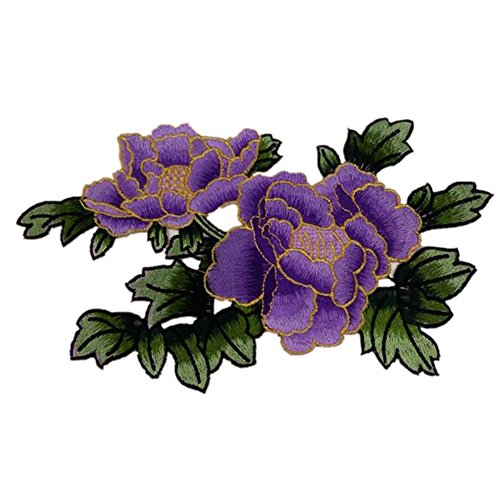 Applikationen für Kleidung, bestickte Blumenstoff, bestickte Applikationen zum Aufnähen oder Aufbügeln (lila) von QWFVHJ