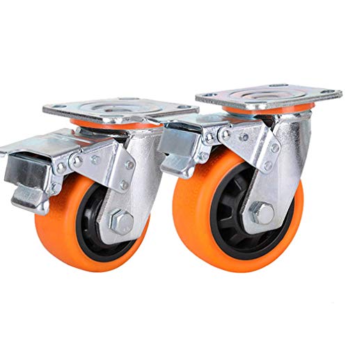 Gummirolle, Hochleistungs-Lenkrollen 150 mm, Möbelbeine aus verzinktem Nylon mit Bremsen, 350 kg Tragkraft, Industriewagenräder for Werkstätten und Lagerhallen – 2er-Set(125mm) von QWFVHJ