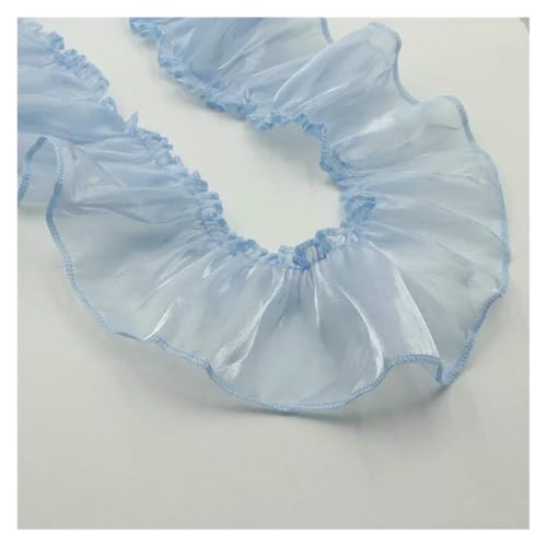 Spitzenborte zum Nähen, gerüschter plissierter Spitzenbesatz, 10 m Perlsatin, plissiert, Lotusblatt-Zubehör (blau) von QWFVHJ