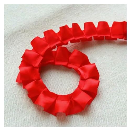 Spitzenborte zum Nähen, gerüschter plissierter Spitzenbesatz, 2,5 cm breit, Satin-Faltenband, zum Basteln, Rot Spitzenborte zum Nähen, gerüschter plissierter Spitzenbesatz, 2,5 cm breit, Satin-Faltenband, zum Basteln, Rot von QWFVHJ