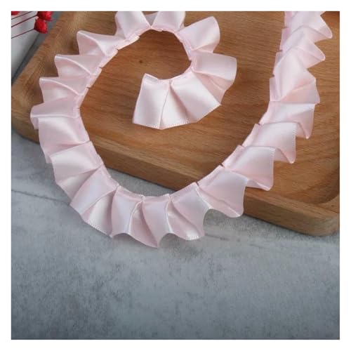 Spitzenborte zum Nähen, gerüschter plissierter Spitzenbesatz, 2,5 cm breites Band, gefaltetes Gurtband, DIY-Zubehör (Rosa) von QWFVHJ
