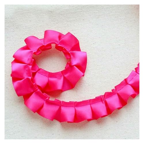 Spitzenborte zum Nähen, gerüschter plissierter Spitzenbesatz, 2,5 cm breites Band, gefaltetes Gurtband, DIY-Zubehör (Rose, gute Qualität) von QWFVHJ
