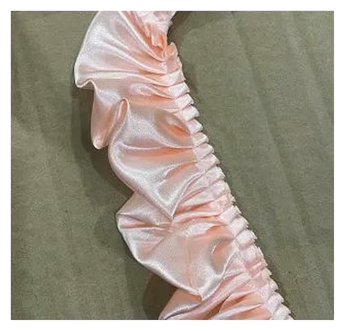 Spitzenborte zum Nähen, gerüschter plissierter Spitzenbesatz, 27 m, doppellagig, faltbar, verschlüsseltes Satintuch, DIY (Rosa) von QWFVHJ