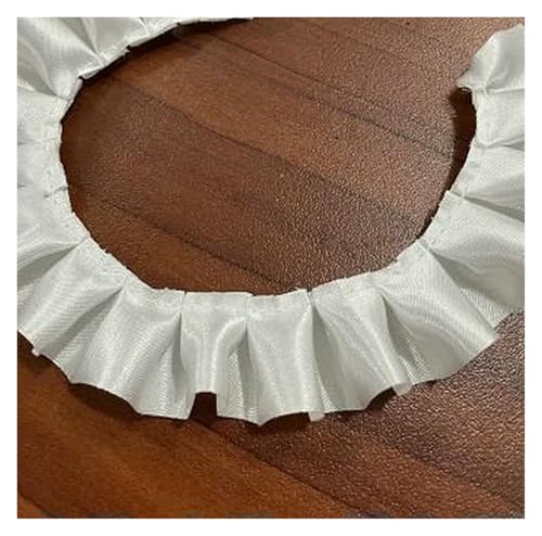 Spitzenborte zum Nähen, gerüschter plissierter Spitzenbesatz, 30 Meter, Satin-Rüschenstoff, 2,5 cm breit, Nähband (Bleaching White) von QWFVHJ