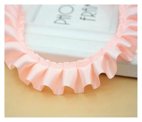 Spitzenborte zum Nähen, gerüschter plissierter Spitzenbesatz, 30 Meter Satin-Rüschenstoff, 2,5 cm breit, Nähband (Rosa) von QWFVHJ