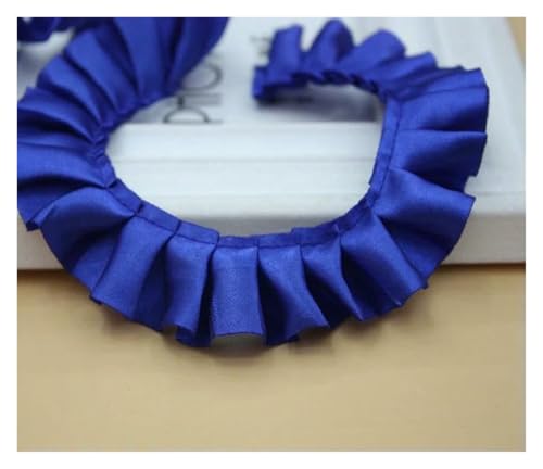 Spitzenborte zum Nähen, gerüschter plissierter Spitzenbesatz, 30 Meter Satin-Rüschenstoff, 2,5 cm breit, Nähband (blau) von QWFVHJ