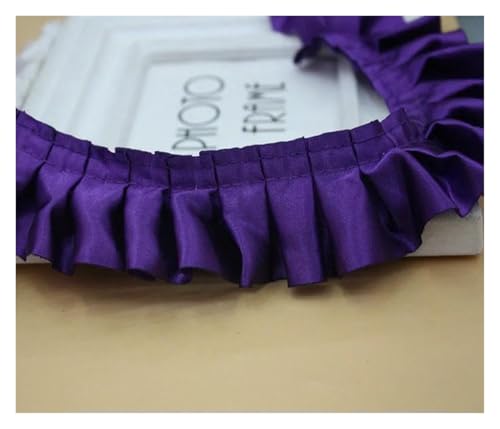 Spitzenborte zum Nähen, gerüschter plissierter Spitzenbesatz, 30 m, plissiert, 4 cm, Satinband, geraffter Rüschenrand (Dunkelviolett) von QWFVHJ